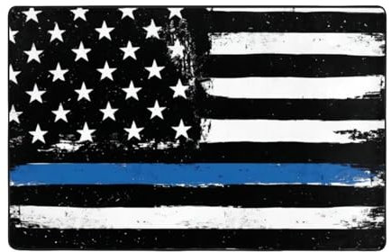 OPSREY Bedruckter Teppich, Motiv: USA-Flagge, Retro-Stil, rutschfest, flauschig, für den Innenbereich, Blau