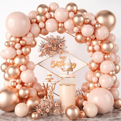 Kit Arco Palloncini Rosa Gold - 101 Pezzi Compleanno, Set Arco Di Palloncini Metallizzati per Decorazioni Di Compleanno, Addobbi Battesimo, Matrimonio, Baby Shower, Anniversario