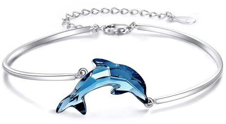 VONALA 925 Sterling Silber Delphin Armband Blau Kristall Delphin Armband Geschenke für Frauen Geschenke für, Mütter