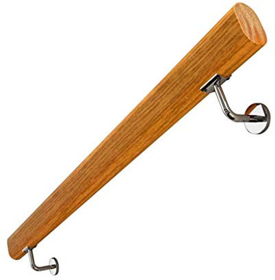 Treppen-Handlauf-Geländer-Set, Kiefer, für Treppen, Innen- und Außenstufen, ovales, rutschfestes Geländer aus massivem Holz, Sicherheit mit Wandhalterungs-Set, Geländer, Korridor/3