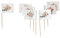 ECOFIESTA 50x pinchos de fingerfood con banderas 3 x 4 cm rosas y eucalipto - brochetas chuches comunion mesa dulce accesorios - pinchos barbacoa