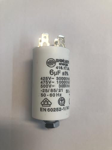 Condensateur Ducati Energia 6 µF, 450 volts Sortie Cosse Double Faston et Vis