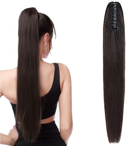 S-noilite Pferdeschwanz Extensions Echthaar Zopf Haarverlängerung Glatt 105g Extensions Echthaar Ponytail mit Klammer 35cm #1BA Light Natürliches Schwarz