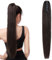 S-noilite Pferdeschwanz Extensions Echthaar Zopf Haarverlängerung Glatt 105g Extensions Echthaar Ponytail mit Klammer 35cm #1BA Light Natürliches Schwarz
