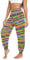 CHIFIGNO Haremshose für Damen, Lounge-Yogahose, Joggerhose, Baggy, Freizeithose, Mexikanische Streifen, bunter Kaktus, Groß