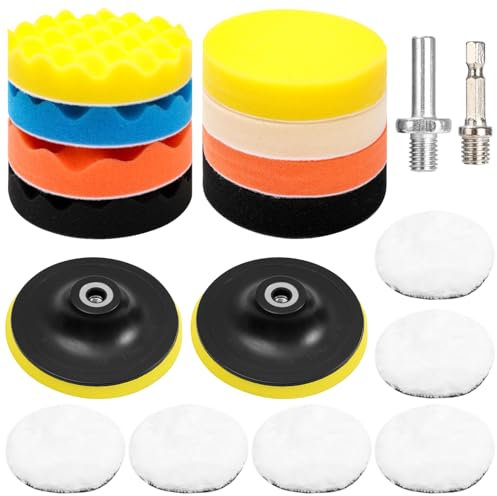 125mm Polierschwämme Pads,18 Stück Polier set,Auto Polierpads,Auto Schwämme Pads Polieraufsatz,Auto Polieren Pads für Akkuschrauber,Poliermaschine,Polierauflage,Bohrmaschine Polieren,Schleifen,Wachsen