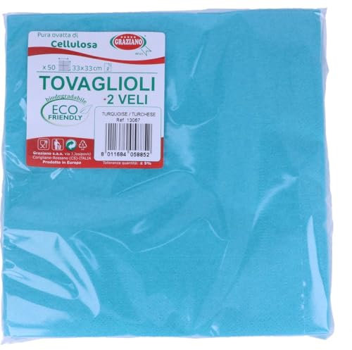 Einweg-Servietten, 50 Stück, Format 33 x 33 cm, Türkis