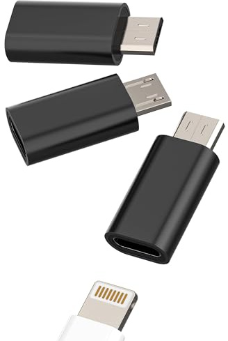 Adaptateur Lightning vers Micro USB (Lot de 3) Port Android pour câble de Charge pour iPhone connecteur de Charge Android Compatible avec Samsung Accessoires convertisseur Lightning Femelle vers mâle