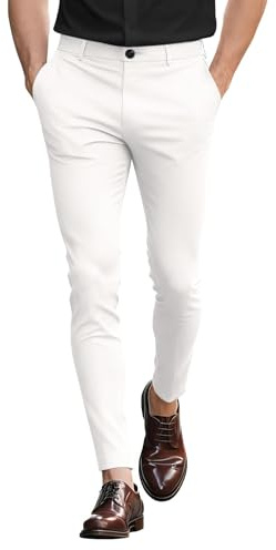 GINGTTO Pantalones Chinos Hombre Skinny Elásticos Tapered Leg | Super Elástico, Chino Frontal Plano, Adecuado Para Negocios, Bodas, Golf