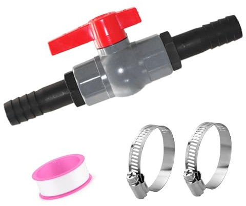 Vyanveo Robinet à Bille avec Raccord de Tuyau Vanne à Bille Robinet à Boisseau Sphérique en PVC 1 Vanne D'arrêT Filetage IntéRieur 1 1/4(40mm), 2 Douilles de Tuyau 32mm