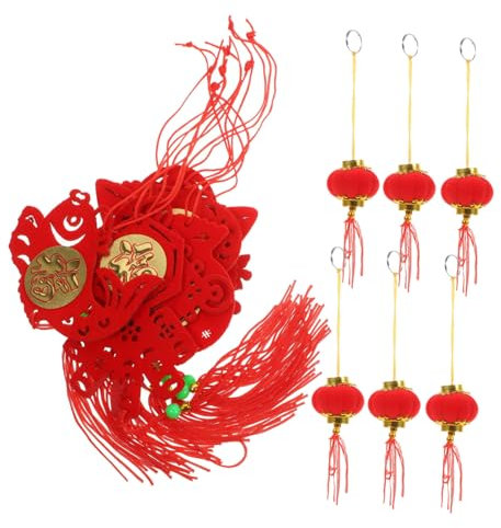 TOPPERFUN 1satz Frühlingsfest Deko-hängern Für Bonsai Chinesische Neujahrsdekorationen Mit Goldenen Foil-Motiven Und Laternen Für Zuhause Und Feierlichkeiten