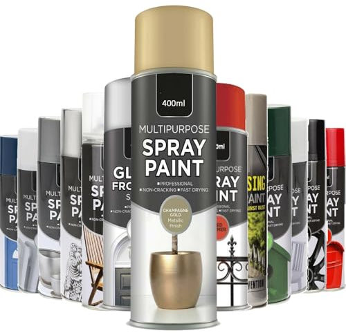AlezyB - 1 x Multi Purpose Metallic Champagne Gold Spray Paint 400ml Aerosol Spray for Metal and Wooden Furniture, Ornaments, Decorative Items and Much More for Interior & Exterior - MTLV2
