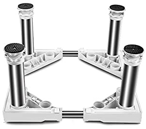 Multifunktionaler, verstellbarer Unterbau für Waschmaschine und Trockner, vibrationshemmend, verstellbar 43–65 cm, Bodenwannen für Kühlschränke, Herde, Geschirrspüler, Unterbau, Antivibrationsmatte (4