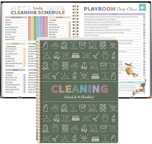Adhd Cleaning Planner for Adults Women, Cleaning Schedule and Checklist | 8.5 x 11, Waterproof PVC Cover, for Daily, Weekly ＆ Monthly Cleaning Tasks, Stress-Free Home Cleaning Journal