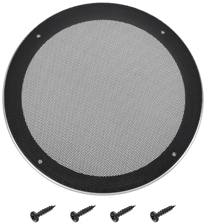 sourcing map 8 Speaker Grill Mesh Cover, Metal Speaker Cover Subwoofer Mesh Grill Guard Protector with Silver ABS Plastic Frame for Car Audio Accessories with 4 Screws, Black