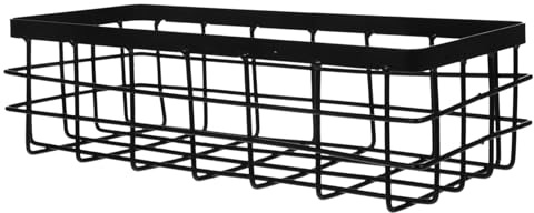 EPIGEIST Rechteckiger Metallkorb aus Eisen in Schwarz für Badezimmer | Wandmontiert, Einfache Moderne Optik, Stabile Form mit Glatten Kanten und Großem Fassungsvermögen