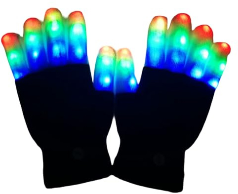 KieTeiiK Leuchtende Tanzhandschuhe Mit 8 Lichteffekten Sicheres Batteriebetriebenes Design Für Kinder Und Erwachsene Beleuchtete Partyhandschuhe Mit