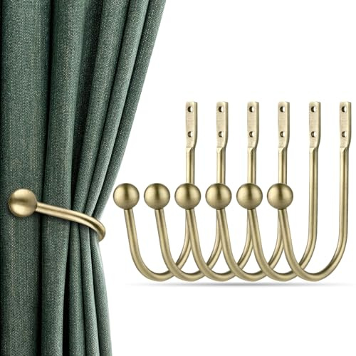 Vorhang Raffhalter, 6 Stück Raffhalter für Vorhänge, U-förmige Vorhang Halter Wandbefestigung, Retro-vorhanghalter für Heimdekoration, Messing