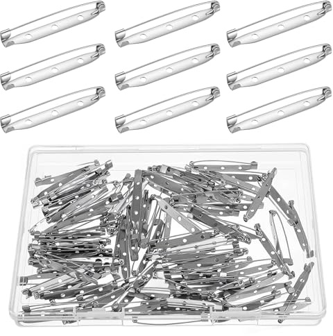 100 Stück Broschennadeln 45mm, Silber Sicherheitsnadeln, Anstecknadeln zum Basteln, Craft Anstecker Pin, für Schmuck Handwerk Abzeichen Diy Crafts Corsage Schmuck Handwerk