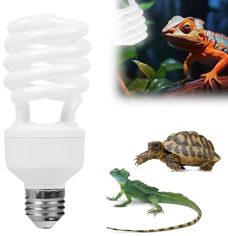 RNPKZ UVB Lampe Terrarium, 26W 10.0 UVA UVB, Fassung E27, Kompakte UVB Lampe Reptilien Wärmelampe, Lampe Terrarium für Fuer Tropische, Schildkröten, Vöge, Bartagame, Echsen,Chamäleons,Amphibien (Weiß)