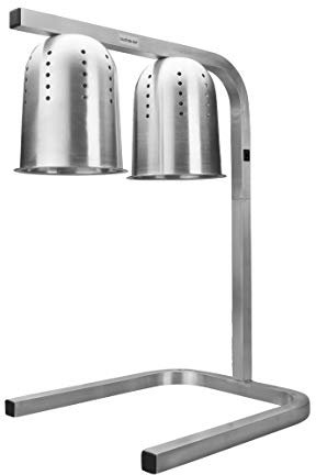 Lacor - 69061 - Doppel-Infrarot-Heizlampe, Hält Geschirr warm, Eimer, Höhe einstellbar zwischen 39 und 53 cm, Enthält zwei Glühbirnen, professionelle Küche, 550W, Aluminium