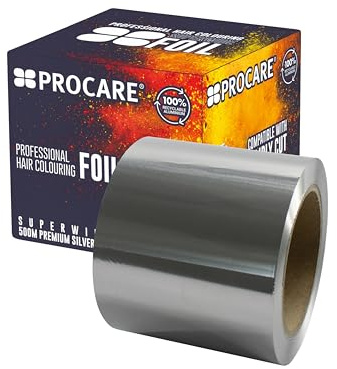 Procare Premium Super Wide & Long Silver Roll (120mm x 500m) - 500m Long Hair Foils for Highlighting, Colouring & Styling. Hair Colouring Roll Silver Foil for Professional Salon Use.