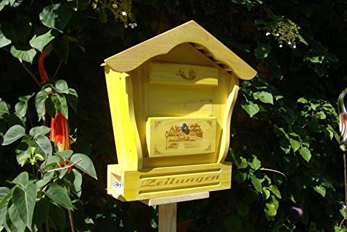 Briefkasten HBK-SD-GELB aus Holz gelb amazon hellgelb sonnengelb Sonne Briefkästen Holzbriefkästen Postkasten Spitzdach - passt auch zu vielen Vogelhäusern Vogelhaus Insektenhotel Insektenhotels Vogelhäuser aus Holz Ergänzung für Vogelhäuschen und Vogelfutterhaus Nistkasten Meisenkasten