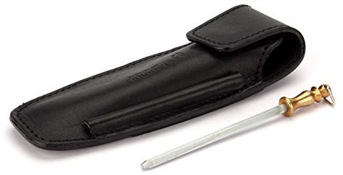 Laguiole en Aubrac EAF schwarzes Gürteletui aus Leder mit Schleifstab für EIN Taschenmesser