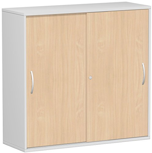 Gera Möbel Schranksystem Flex Schiebetürenschrank, Holzdekor, buche/lichtgrau, 120 x 42.5 x 118.2 cm