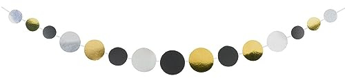 Amscan 9902274 - New Years Eve Party Gold Silver & Black Garland Decoration - 1.7m