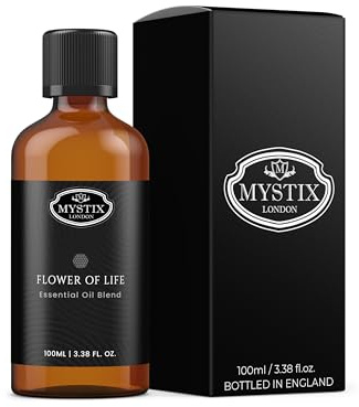 Mystix London | Flower of Life Oil Blend | 100ml | Cassia, grapefruit and rosemary create a fresh uplifting aroma with woody herbal notes.
