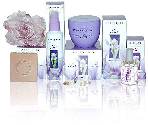 L 'Erbolario - IRIS - Geschenkbox in Originalverpackung (Duschgel 250 ml, Körpercreme 300 ml, Parfüm 50 ml, Seife 100 gr)