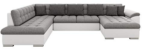 Mirjan24 Eckcouch Ecksofa Niko, Design Sofa Couch mit Schlaffunktion U-Sofa Große Farbauswahl Wohnlandschaft (Ecksofa Rechts, Soft 017 + Lux 05 + Lux 06)