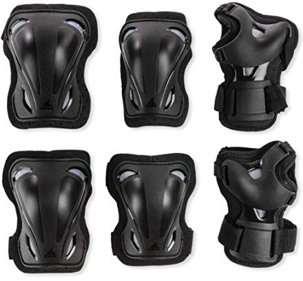 Rollerblade Skate Gear 3 Pack Protective Gear, Knee Pads, Elbow Pads and Wrist Guards, Inline Skating, Multi Sport Protection, Unisex, Black, S