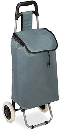Relaxdays Einkaufstrolley klappbar, Abnehmbare Tasche 28 L, Einkaufswagen mit Rollen HxBxT: 92,5 x 42 x 28 cm, grau