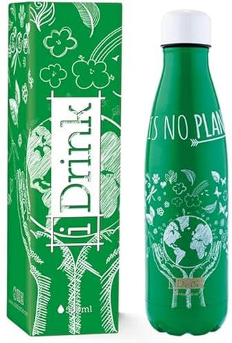 IDRINK® - Revolucionaria botella térmica, de 2 paredes, de acero inoxidable PRECIO DE FIN DE SERIE, 500 ML PLANET