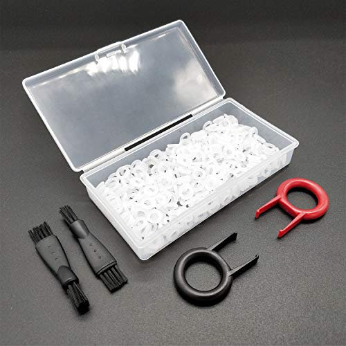 250 Stück dicke 2 mm Gummi-O-Ring-Dämpfer O-Ring Sanitär-Gummi,für Cherry MX Switch und mechanische Tastatur,mit 2 Tastatur-Abziehern,Tastenkappen-Entfernungswerkzeug und 2 Reinigungsbürsten