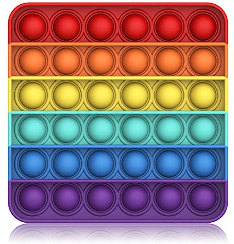 Bdwing Push and Pop Bubble Sensory Fidget Toy, Silikon Sensorisches Angst Relief Finger Toys, Antistress Geschenk für Jungen, Mädchen, Teenager, Gesellschaftsspiele Spielzeug (Rainbow, Square)