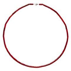 Collier corail naturel rouge, 5 x 10 mm, argent 925, 43 cm de long, 43 cm lang, Corail Argent 925, corail