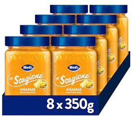 Hero Confettura Ananas di Stagione, 8 vasetti da 350 gr, marmellata e confettura extra con frutta raccolta nell'ultima stagione, frutta di alta qualità, metodo tradizionale