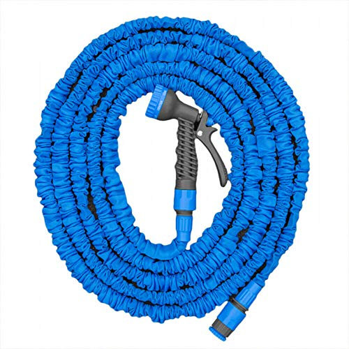 Blue 30 m / 100 ft Long Expandable Magic Garden Hose Pipe Flexible with Spray Gun
