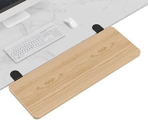 Ergonomics Desk Extender Tray, 21.7x9.5 Punch-Free Clamp on, Foldable Keyboard Drawer Tray, Table Mount Armrest Shelf, Computer Elbow Arm Support