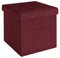 INTIRILIFE Faltbare Sitzhocker 30x30x30 cm in Kirsch ROT - Sitzwürfel mit Stauraum und Deckel aus Stoff mit Mulden - Sitzcube Fußablage Aufbewahrungsbox Truhe Sitzhocker