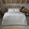 Sleepdown Bettwäsche-Set, Bedruckt, geriffelte Plissee-Blätter, weiß, natürlich, wendbar, Bettbezug und Kissenbezüge, für Doppelbett (200 x 200 cm)