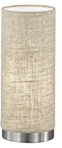 Fischer & Honsel & Honsel Tischlampe THOR 10cm mit Lampenschirm Zylinder Stoff Beige Nickelfarben