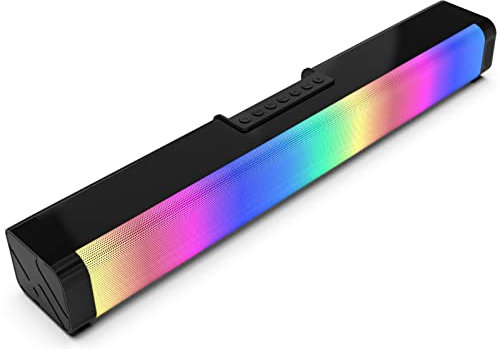 Computer Speakers Bluetooth Speaker, Speaker with RGB LED Lights with 20W & 8H Playtime, Plug and Play