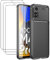 Young & Ming Funda para Xiaomi Poco M4 Pro 4G 6.43 inch + Protectores de Pantalla in Cristal Templado, Resistente Funda TPU Protectora e Anti-Scratch Blando Funda, Negro