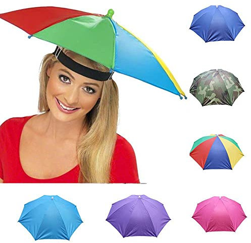 YJLX Regenbogen Hut-Regenbogen Regenschirm HüTe Camouflage Fishing Cap Strand Umbrella Headband, Sonnenschirm- Sonnenhut- Regenschirmhut- Sonnenschutzkappe FüR Outdoor Sport Golf Angeln Camping