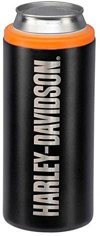 Harley-Davidson Enfriador de latas delgado, acero inoxidable negro mate - Sujeta latas de 12 onzas