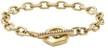 Armani Exchange Bracelet for Men , Length: 220MM, Width: 17.5MM, Height: 20MM Gold Stainless Steel Bracelet, AXG0104710